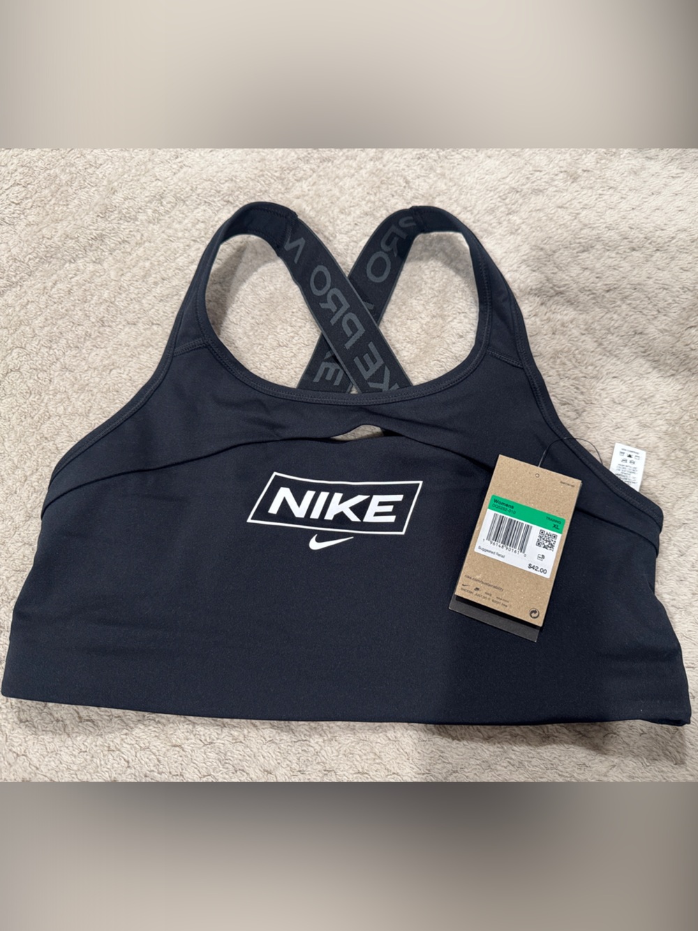 Nike Black Logo Racerback Sports Bra